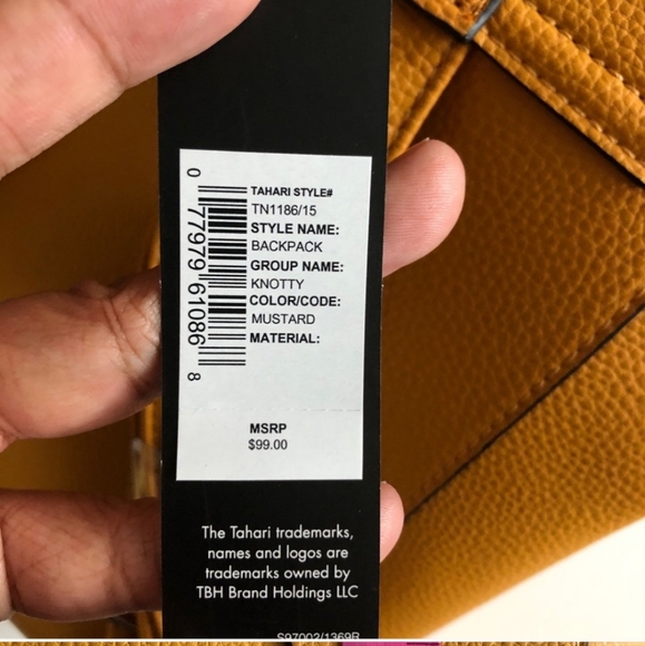NBW Tahari Women's Knotty Pebbled Faux Leather Backpack, Mustard - Picture 5 of 5
